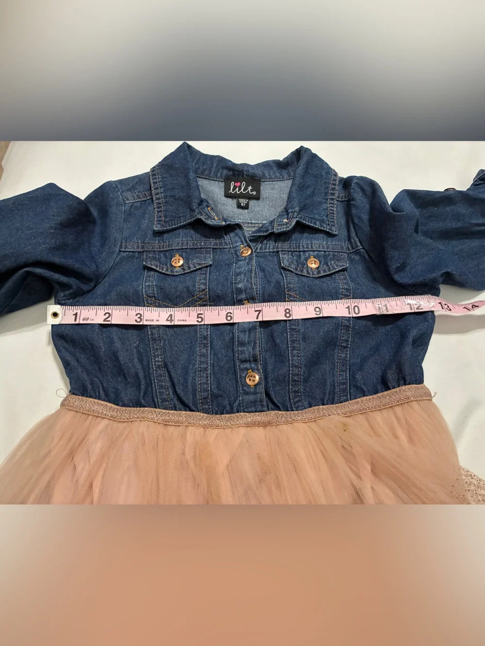 Lilt Denim & Rose Gold Tulle Size 5T Dress